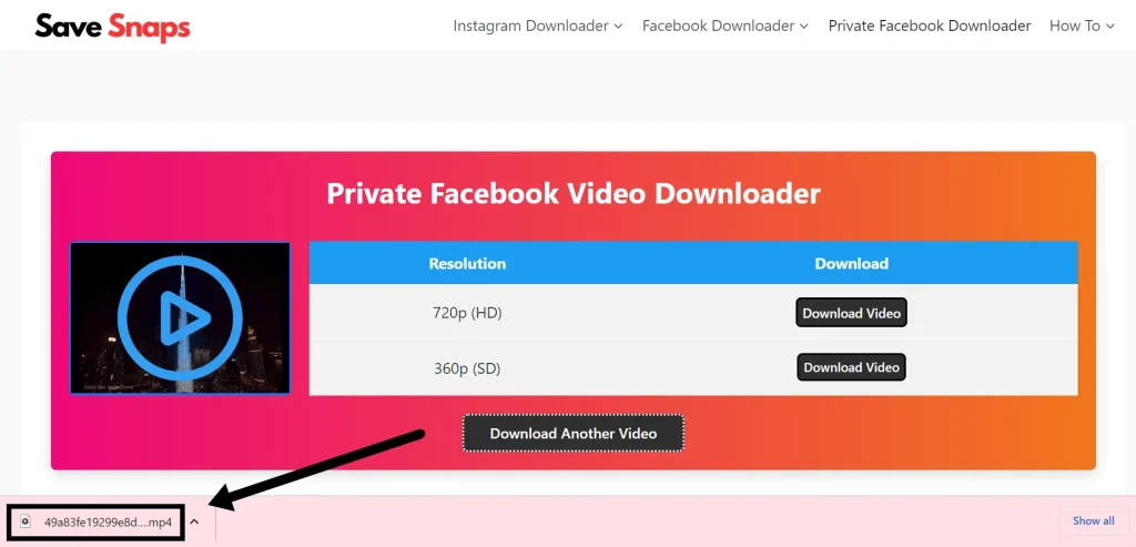 facebook private video installed