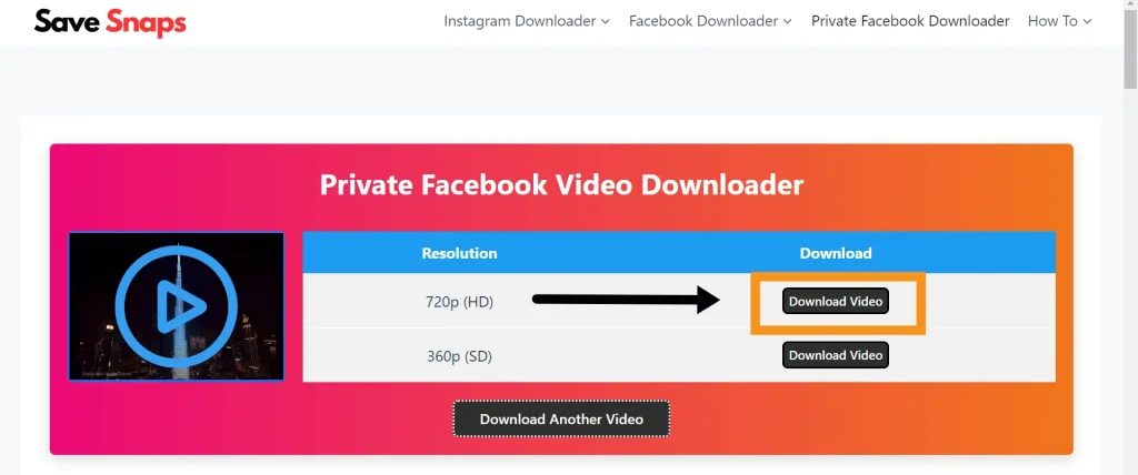 selecting video quality for private fb video