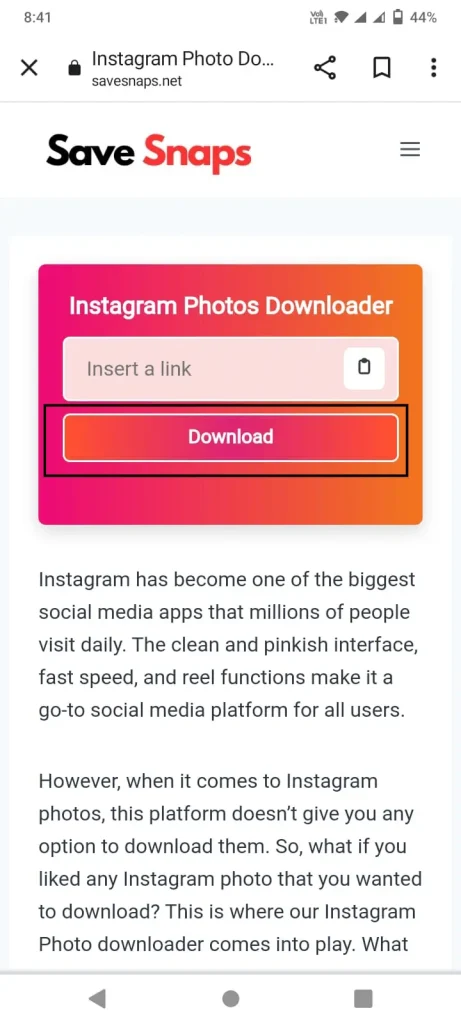 Download instagram photos