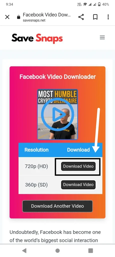 Download facebook video in high quality